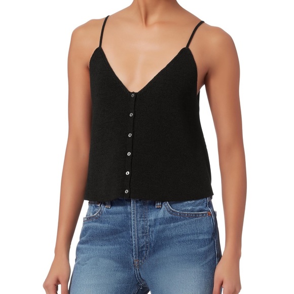 INTERMIX Felicity Button Front Cami Top Black S - Picture 1 of 7